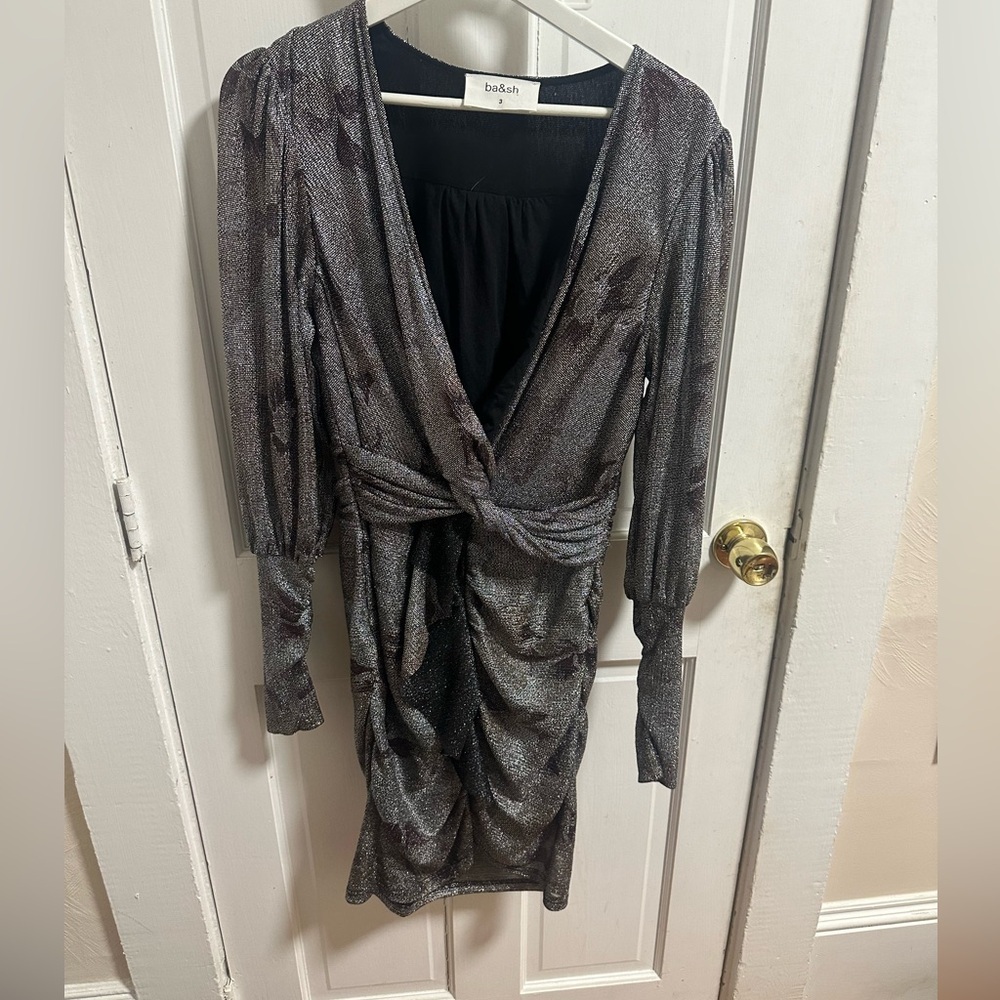 NWOT ba&sh Black Robe Lizie dress size 3 MSRP $465 - Picture 4 of 7